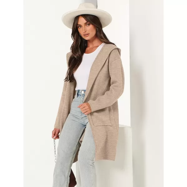 imageANRABESS Cardigan for Women Open Front Oversized Hoodie Sweater Coat Casual Pockets Knit Coatigan Jacket 2023 TrendyLight Khaki