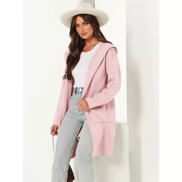 imageANRABESS Cardigan for Women Open Front Oversized Hoodie Sweater Coat Casual Pockets Knit Coatigan Jacket 2023 TrendyPink