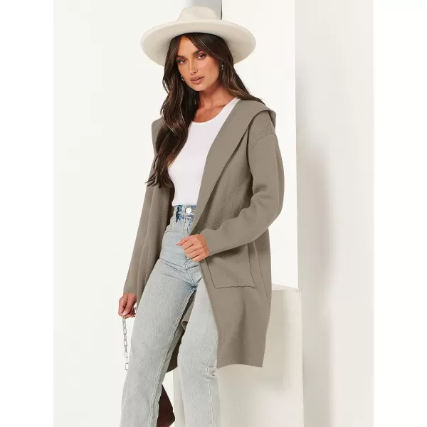 imageANRABESS Cardigan for Women Open Front Oversized Hoodie Sweater Coat Casual Pockets Knit Coatigan Jacket 2023 TrendyTaupe