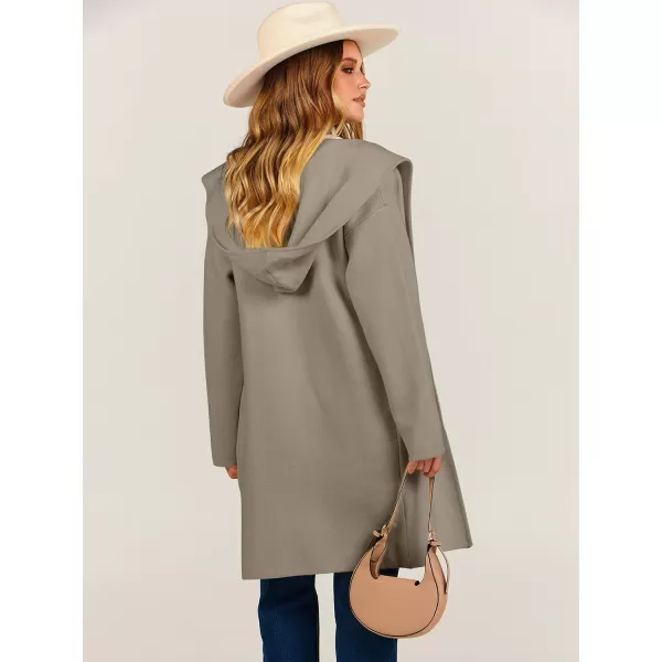 imageANRABESS Cardigan for Women Open Front Oversized Hoodie Sweater Coat Casual Pockets Knit Coatigan Jacket 2023 TrendyTaupe