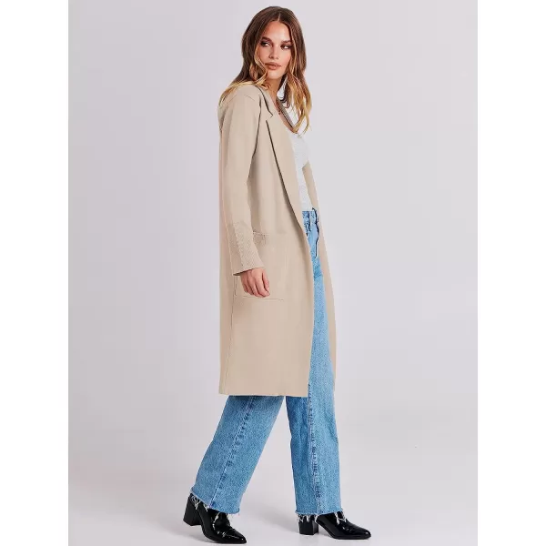 imageANRABESS Cardigan for Women Oversized Open Front Long Sleeve Lapel Sweater Blazer Coat Fall Outwear CoatiganApricot