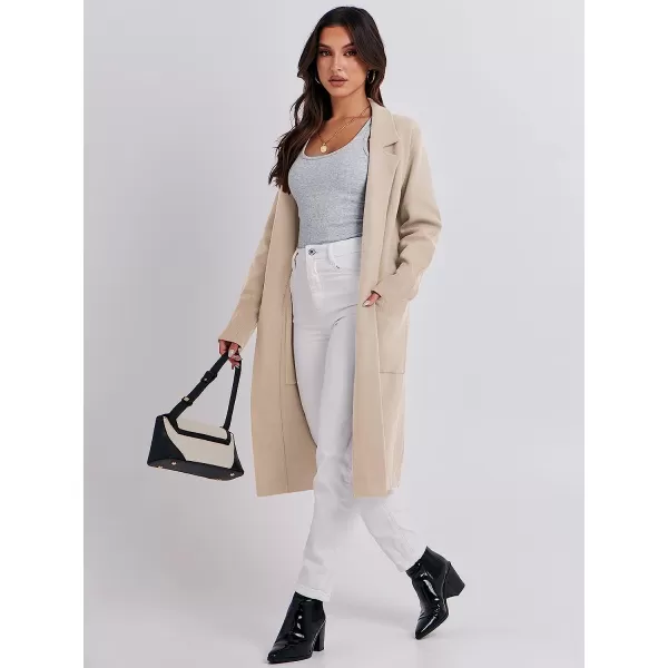 imageANRABESS Cardigan for Women Oversized Open Front Long Sleeve Lapel Sweater Blazer Coat Fall Outwear CoatiganApricot