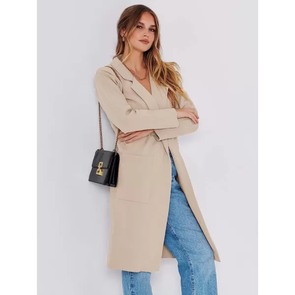 imageANRABESS Cardigan for Women Oversized Open Front Long Sleeve Lapel Sweater Blazer Coat Fall Outwear CoatiganApricot