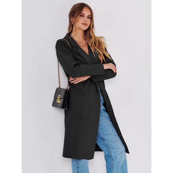 imageANRABESS Cardigan for Women Oversized Open Front Long Sleeve Lapel Sweater Blazer Coat Fall Outwear CoatiganBlack