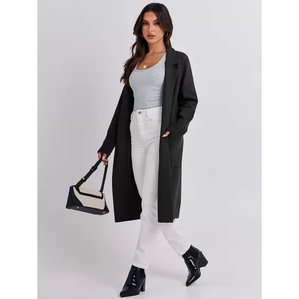 imageANRABESS Cardigan for Women Oversized Open Front Long Sleeve Lapel Sweater Blazer Coat Fall Outwear CoatiganBlack