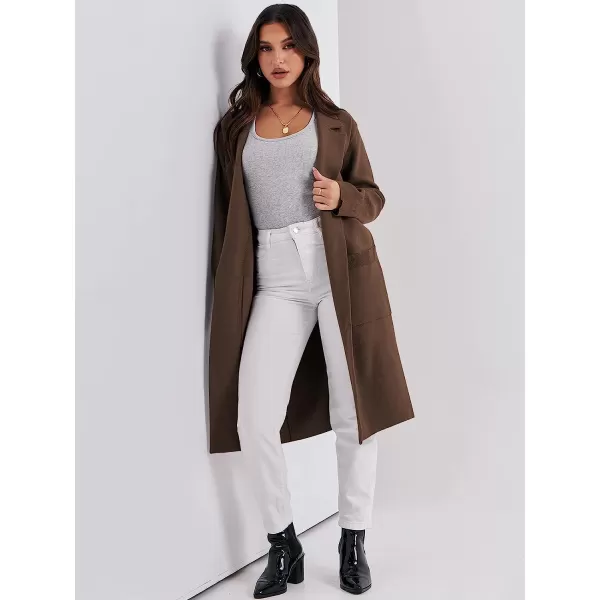 imageANRABESS Cardigan for Women Oversized Open Front Long Sleeve Lapel Sweater Blazer Coat Fall Outwear CoatiganCoffee