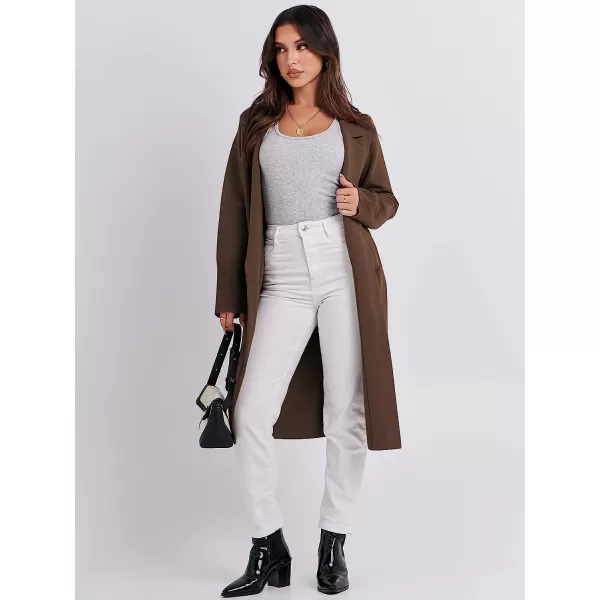 imageANRABESS Cardigan for Women Oversized Open Front Long Sleeve Lapel Sweater Blazer Coat Fall Outwear CoatiganCoffee