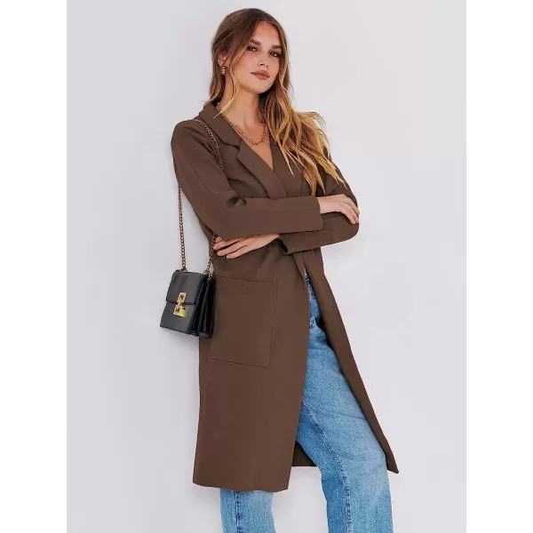 imageANRABESS Cardigan for Women Oversized Open Front Long Sleeve Lapel Sweater Blazer Coat Fall Outwear CoatiganCoffee