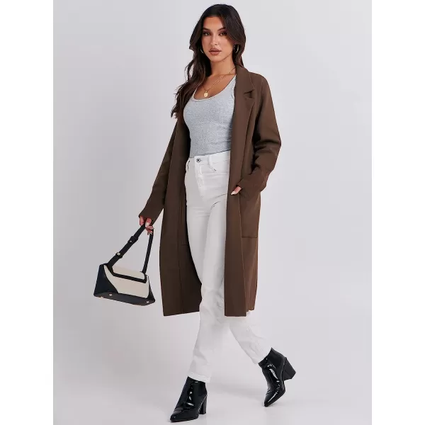 imageANRABESS Cardigan for Women Oversized Open Front Long Sleeve Lapel Sweater Blazer Coat Fall Outwear CoatiganCoffee