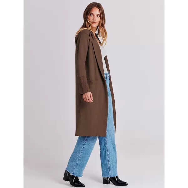 imageANRABESS Cardigan for Women Oversized Open Front Long Sleeve Lapel Sweater Blazer Coat Fall Outwear CoatiganCoffee