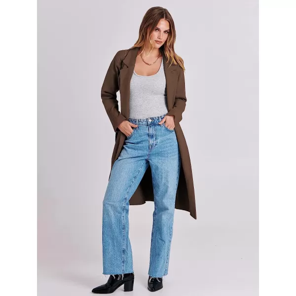 imageANRABESS Cardigan for Women Oversized Open Front Long Sleeve Lapel Sweater Blazer Coat Fall Outwear CoatiganCoffee