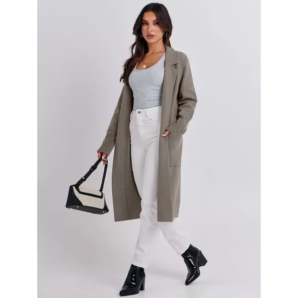 imageANRABESS Cardigan for Women Oversized Open Front Long Sleeve Lapel Sweater Blazer Coat Fall Outwear CoatiganGray
