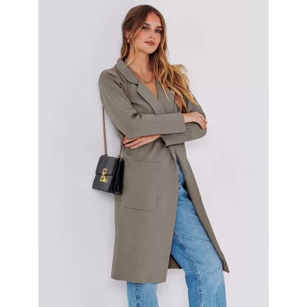 imageANRABESS Cardigan for Women Oversized Open Front Long Sleeve Lapel Sweater Blazer Coat Fall Outwear CoatiganGray