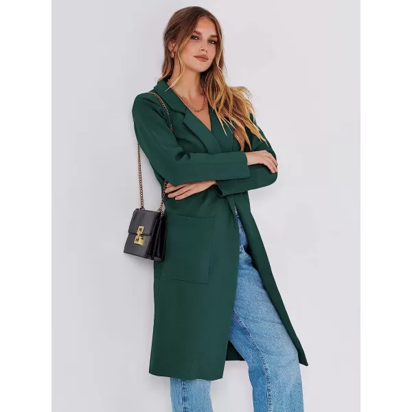 imageANRABESS Cardigan for Women Oversized Open Front Long Sleeve Lapel Sweater Blazer Coat Fall Outwear CoatiganGreen