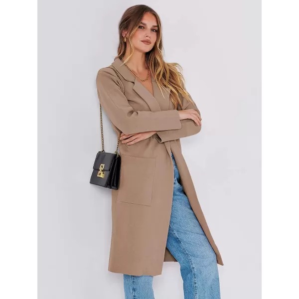 imageANRABESS Cardigan for Women Oversized Open Front Long Sleeve Lapel Sweater Blazer Coat Fall Outwear CoatiganKhaki