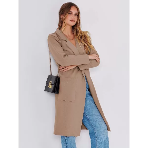 imageANRABESS Cardigan for Women Oversized Open Front Long Sleeve Lapel Sweater Blazer Coat Fall Outwear CoatiganKhaki