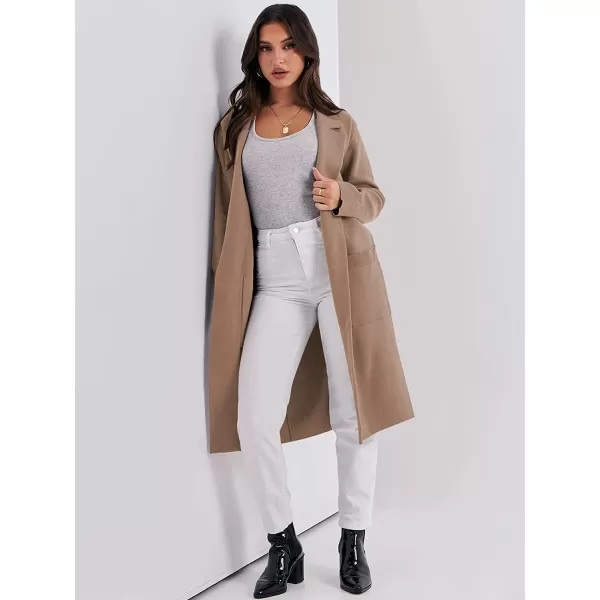 imageANRABESS Cardigan for Women Oversized Open Front Long Sleeve Lapel Sweater Blazer Coat Fall Outwear CoatiganKhaki