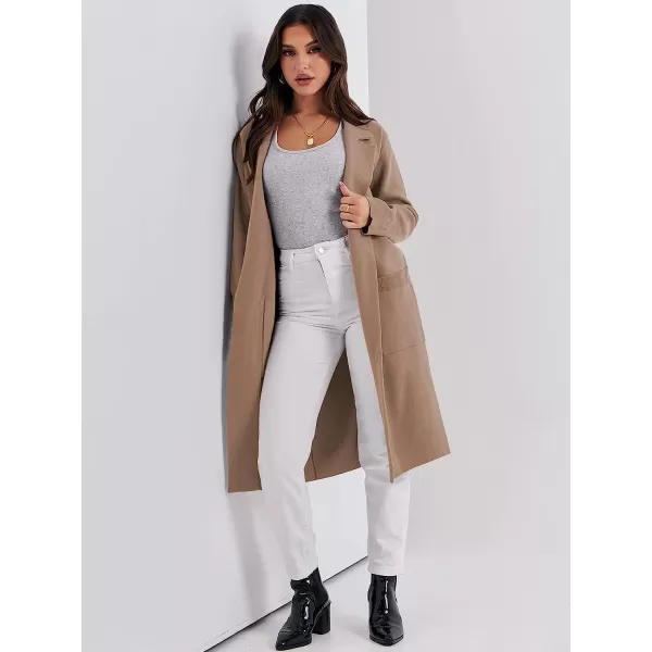 imageANRABESS Cardigan for Women Oversized Open Front Long Sleeve Lapel Sweater Blazer Coat Fall Outwear CoatiganKhaki