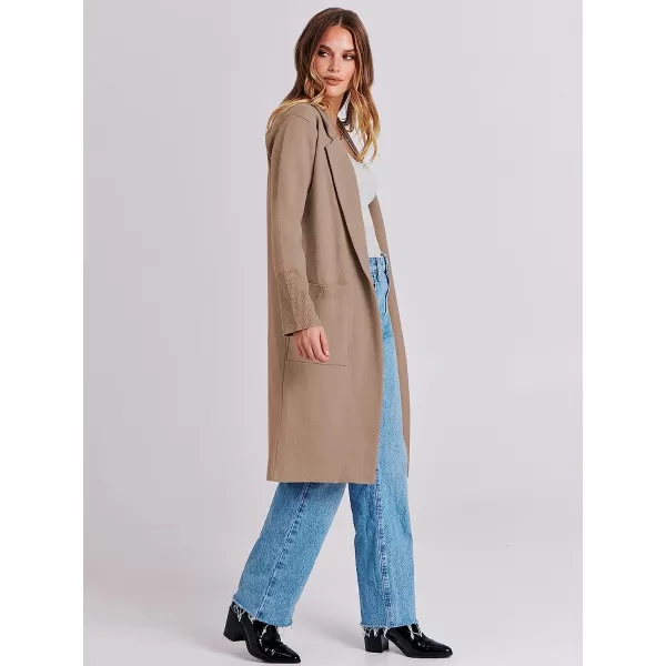 imageANRABESS Cardigan for Women Oversized Open Front Long Sleeve Lapel Sweater Blazer Coat Fall Outwear CoatiganKhaki