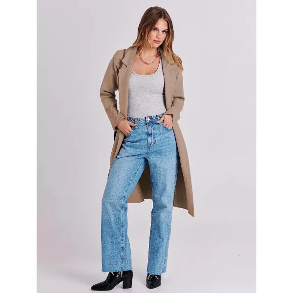 imageANRABESS Cardigan for Women Oversized Open Front Long Sleeve Lapel Sweater Blazer Coat Fall Outwear CoatiganKhaki