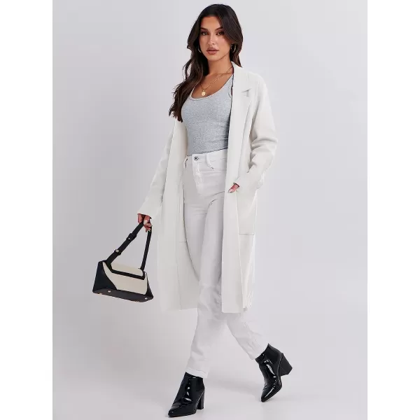 imageANRABESS Cardigan for Women Oversized Open Front Long Sleeve Lapel Sweater Blazer Coat Fall Outwear CoatiganWhite