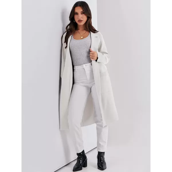 imageANRABESS Cardigan for Women Oversized Open Front Long Sleeve Lapel Sweater Blazer Coat Fall Outwear CoatiganWhite