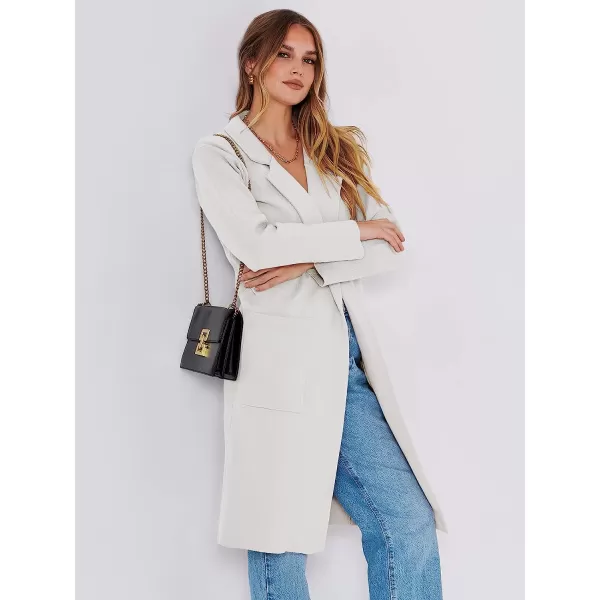 imageANRABESS Cardigan for Women Oversized Open Front Long Sleeve Lapel Sweater Blazer Coat Fall Outwear CoatiganWhite