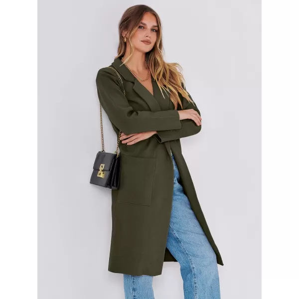 imageANRABESS Cardigan for Women Oversized Open Front Sweater Coat Long Sleeve Lapel Blazer Jacket Fall Outwear CoatiganArmy Green