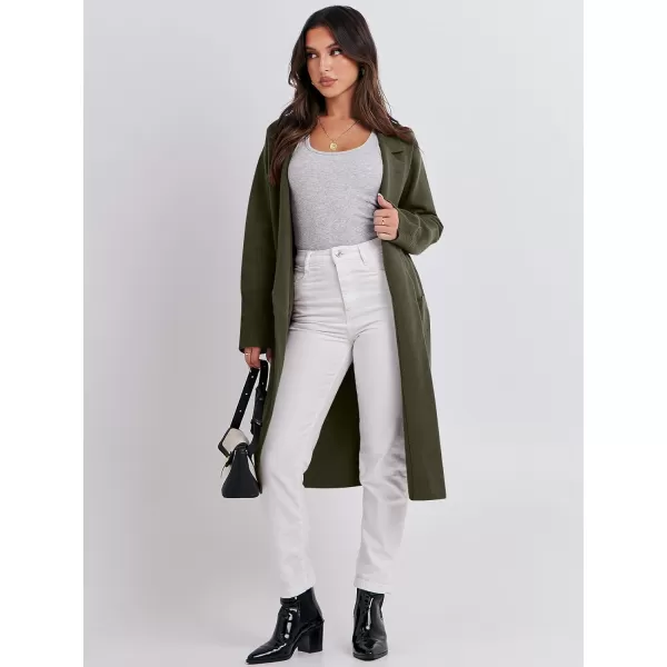 imageANRABESS Cardigan for Women Oversized Open Front Sweater Coat Long Sleeve Lapel Blazer Jacket Fall Outwear CoatiganArmy Green
