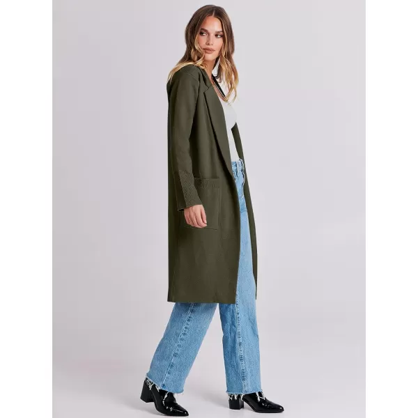 imageANRABESS Cardigan for Women Oversized Open Front Sweater Coat Long Sleeve Lapel Blazer Jacket Fall Outwear CoatiganArmy Green