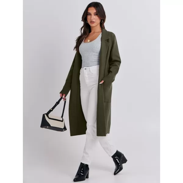 imageANRABESS Cardigan for Women Oversized Open Front Sweater Coat Long Sleeve Lapel Blazer Jacket Fall Outwear CoatiganArmy Green