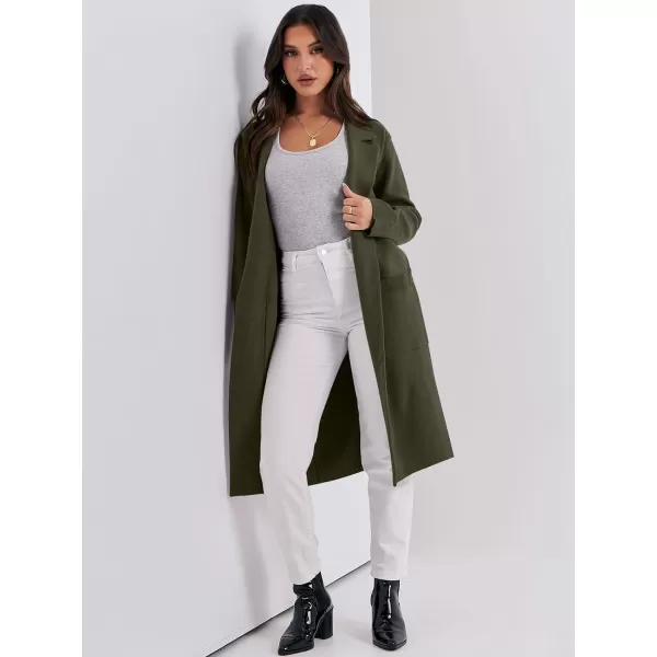 imageANRABESS Cardigan for Women Oversized Open Front Sweater Coat Long Sleeve Lapel Blazer Jacket Fall Outwear CoatiganArmy Green
