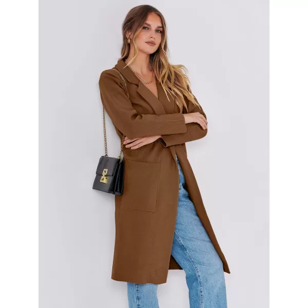 imageANRABESS Cardigan for Women Oversized Open Front Sweater Coat Long Sleeve Lapel Blazer Jacket Fall Outwear CoatiganCaramel