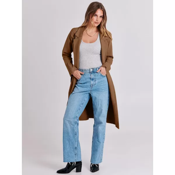 imageANRABESS Cardigan for Women Oversized Open Front Sweater Coat Long Sleeve Lapel Blazer Jacket Fall Outwear CoatiganCaramel