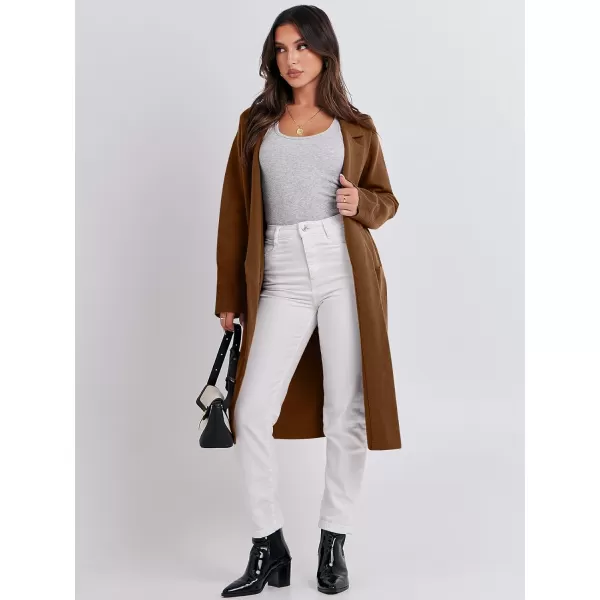 imageANRABESS Cardigan for Women Oversized Open Front Sweater Coat Long Sleeve Lapel Blazer Jacket Fall Outwear CoatiganCaramel