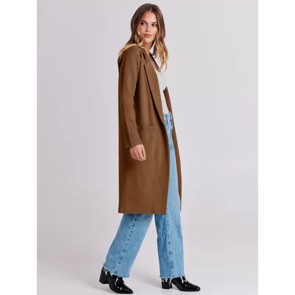 imageANRABESS Cardigan for Women Oversized Open Front Sweater Coat Long Sleeve Lapel Blazer Jacket Fall Outwear CoatiganCaramel