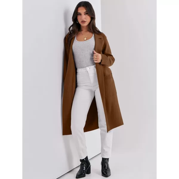 imageANRABESS Cardigan for Women Oversized Open Front Sweater Coat Long Sleeve Lapel Blazer Jacket Fall Outwear CoatiganCaramel