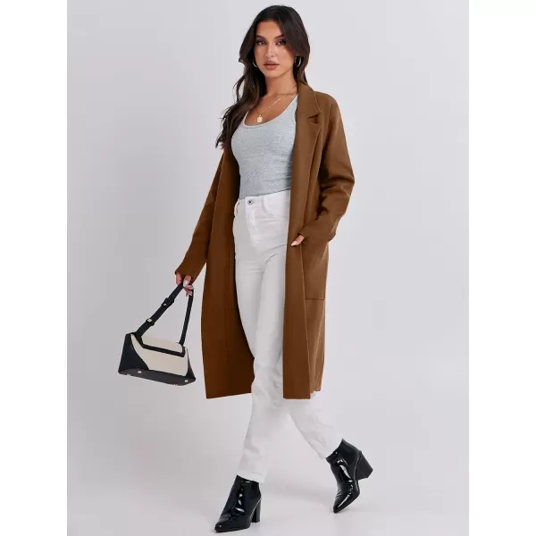 imageANRABESS Cardigan for Women Oversized Open Front Sweater Coat Long Sleeve Lapel Blazer Jacket Fall Outwear CoatiganCaramel
