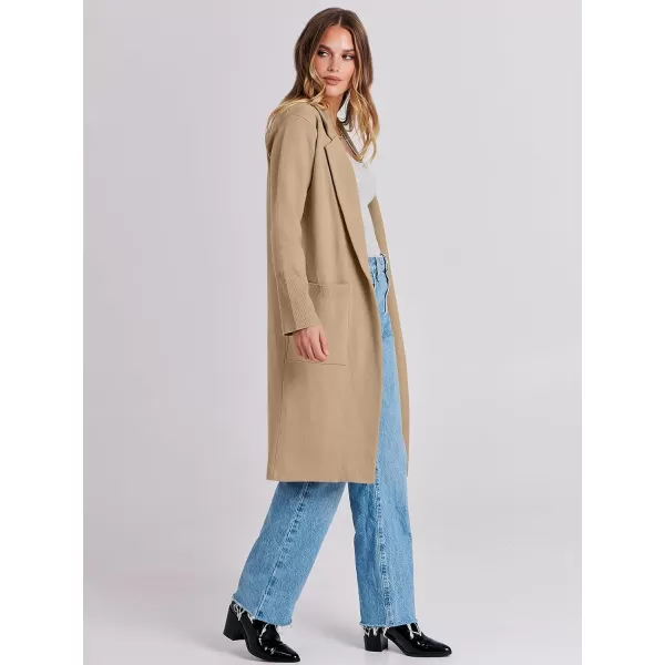imageANRABESS Cardigan for Women Oversized Open Front Sweater Coat Long Sleeve Lapel Blazer Jacket Fall Outwear CoatiganDeep Apricot
