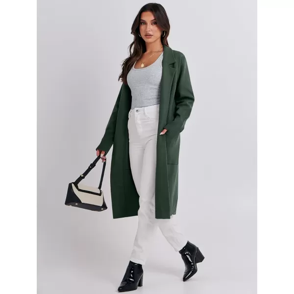 imageANRABESS Cardigan for Women Oversized Open Front Sweater Coat Long Sleeve Lapel Blazer Jacket Fall Outwear CoatiganDeep Green