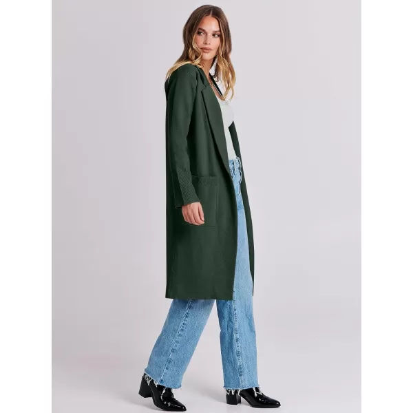 imageANRABESS Cardigan for Women Oversized Open Front Sweater Coat Long Sleeve Lapel Blazer Jacket Fall Outwear CoatiganDeep Green