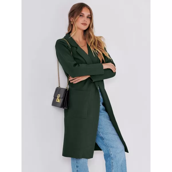 imageANRABESS Cardigan for Women Oversized Open Front Sweater Coat Long Sleeve Lapel Blazer Jacket Fall Outwear CoatiganDeep Green