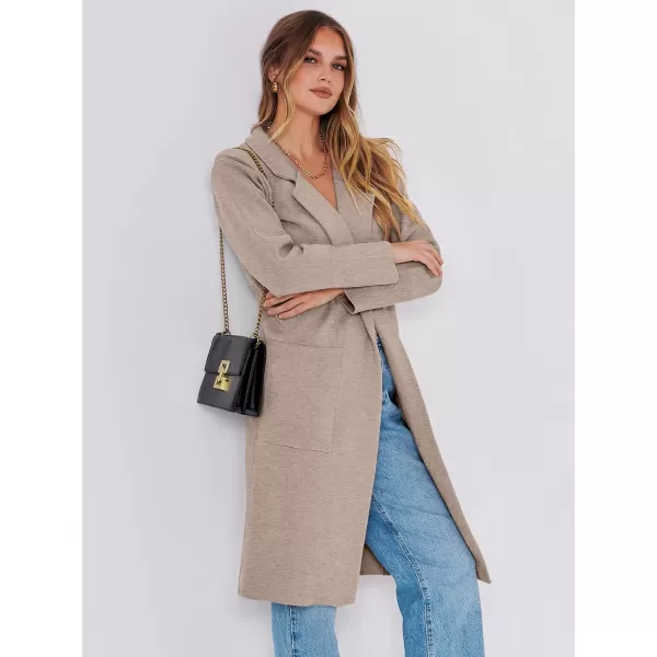 imageANRABESS Cardigan for Women Oversized Open Front Sweater Coat Long Sleeve Lapel Blazer Jacket Fall Outwear CoatiganLight Khaki