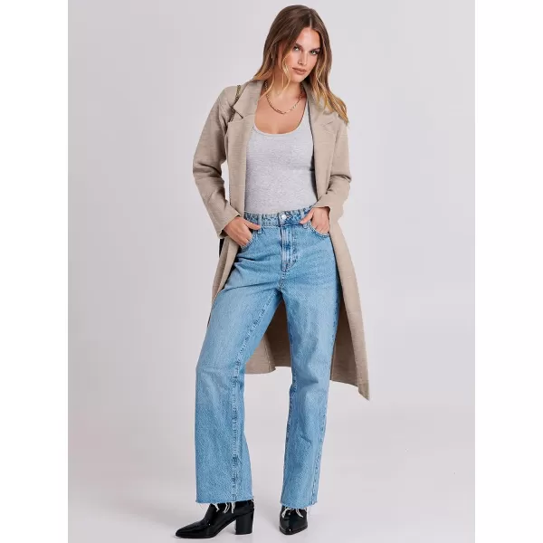 imageANRABESS Cardigan for Women Oversized Open Front Sweater Coat Long Sleeve Lapel Blazer Jacket Fall Outwear CoatiganLight Khaki
