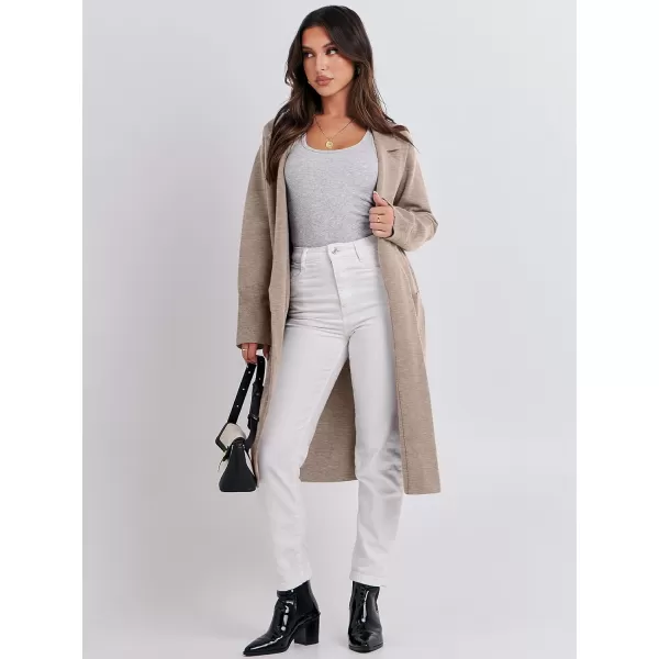 imageANRABESS Cardigan for Women Oversized Open Front Sweater Coat Long Sleeve Lapel Blazer Jacket Fall Outwear CoatiganLight Khaki