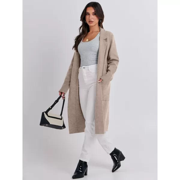 imageANRABESS Cardigan for Women Oversized Open Front Sweater Coat Long Sleeve Lapel Blazer Jacket Fall Outwear CoatiganLight Khaki