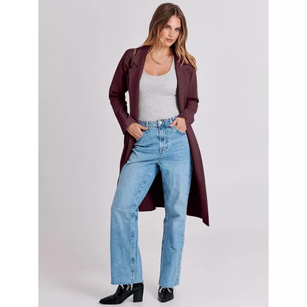 imageANRABESS Cardigan for Women Oversized Open Front Sweater Coat Long Sleeve Lapel Blazer Jacket Fall Outwear CoatiganMaroon