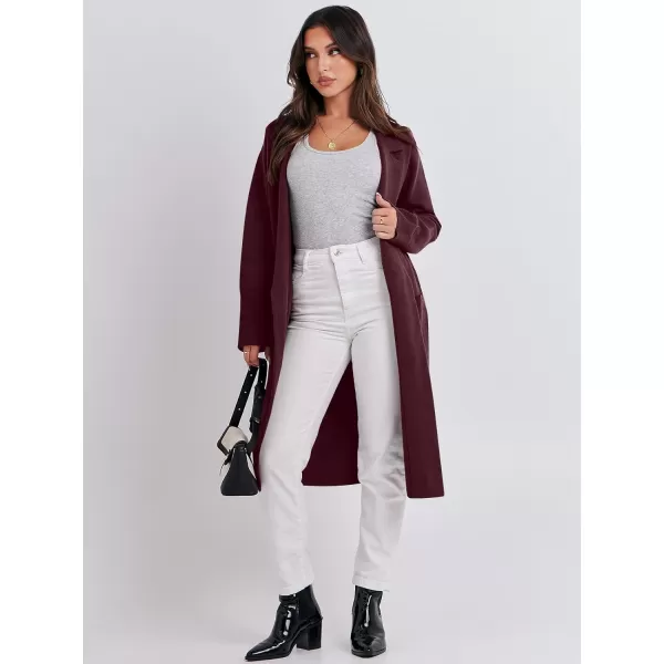 imageANRABESS Cardigan for Women Oversized Open Front Sweater Coat Long Sleeve Lapel Blazer Jacket Fall Outwear CoatiganMaroon