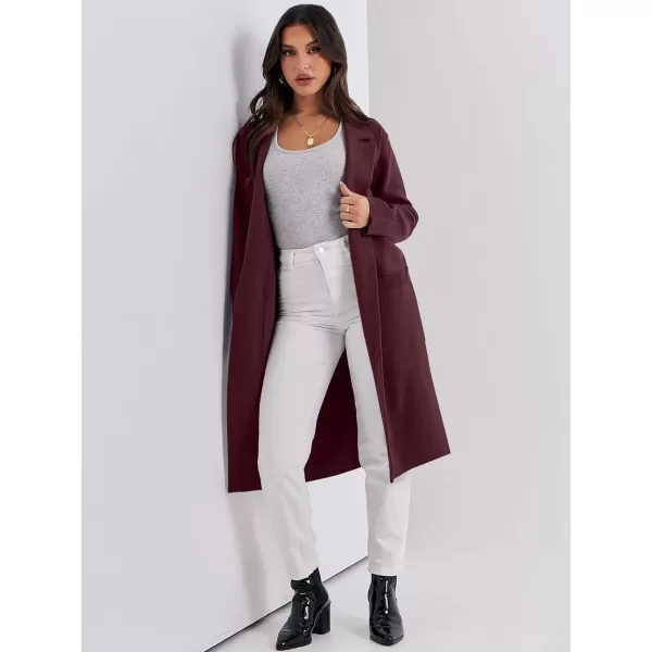 imageANRABESS Cardigan for Women Oversized Open Front Sweater Coat Long Sleeve Lapel Blazer Jacket Fall Outwear CoatiganMaroon