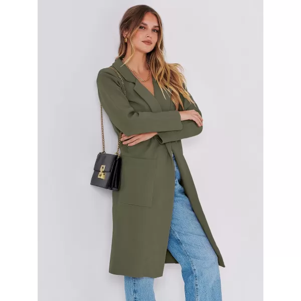 imageANRABESS Cardigan for Women Oversized Open Front Sweater Coat Long Sleeve Lapel Blazer Jacket Fall Outwear CoatiganOlive